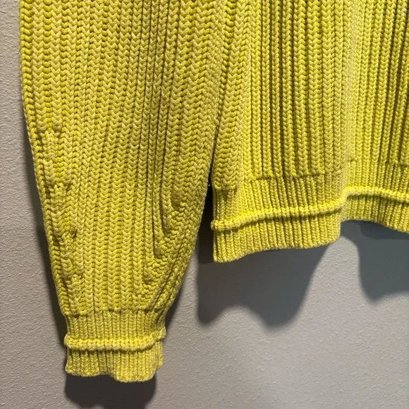 J. Crew Chunky Knit Sweater Crewneck Chartreuse Yellow Green Size M {AK184} - Picture 3 of 8